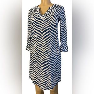 Lilly Pulitzer Womens ~ Size S ~ Blue Chevron Stripe V Neck Rossmore Dress